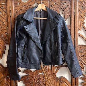 Grey Pleather Moto Jacket